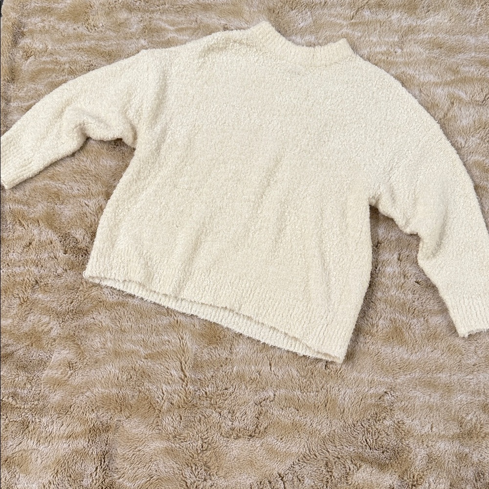 EUC TOPSHOP Large Cream Boucle Mock Neck Oversized Cozy Comfy Sweater So Soft